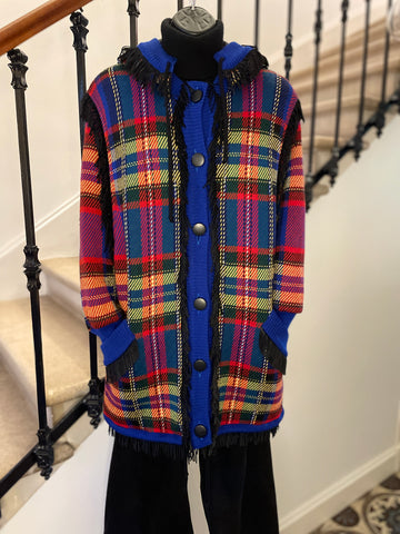 Manteau Tartan à Franges