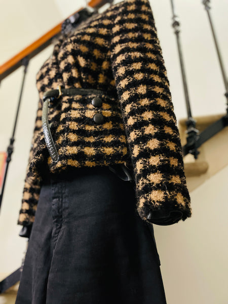 Camel and black checkered jacket